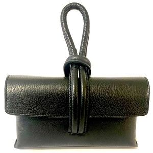Black Leather Gia Clutch